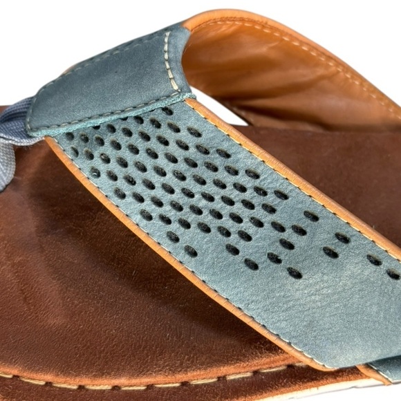 Johnston & Murphy Prescott Thong Sandals Size 10 Stone Blue Leather Thong Sandal - Picture 10 of 13